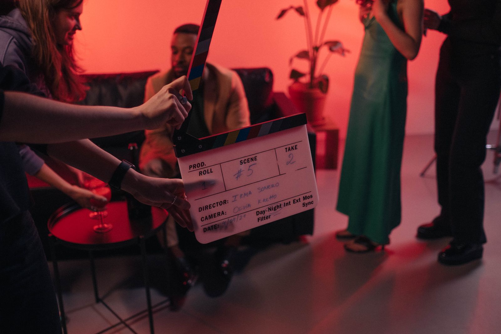 Clapperboard on a movie set