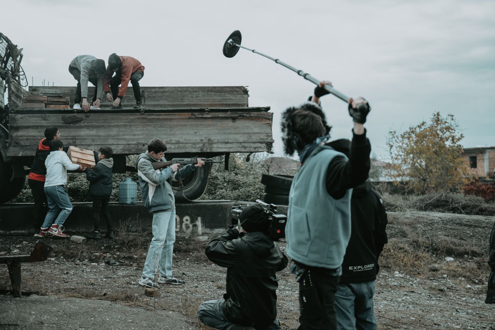 Crew working on a film set