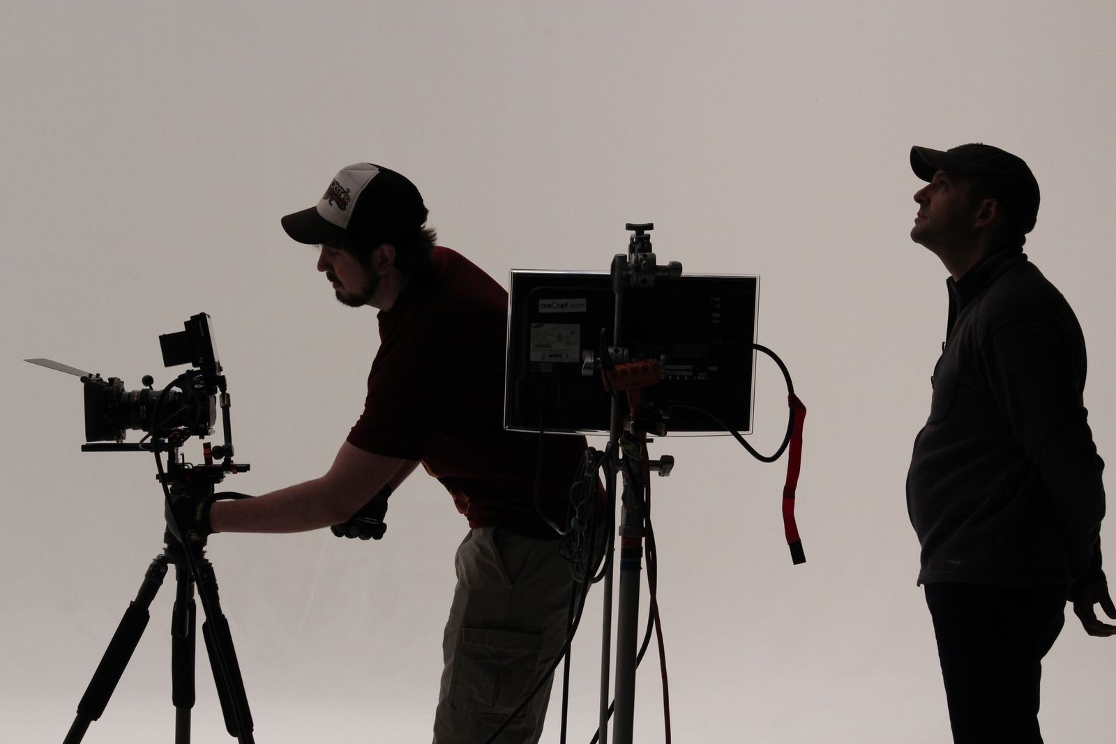 Film crew on set in studio
