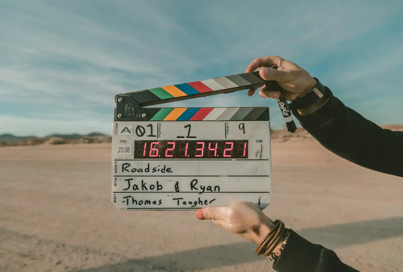 Clapperboard on a film set