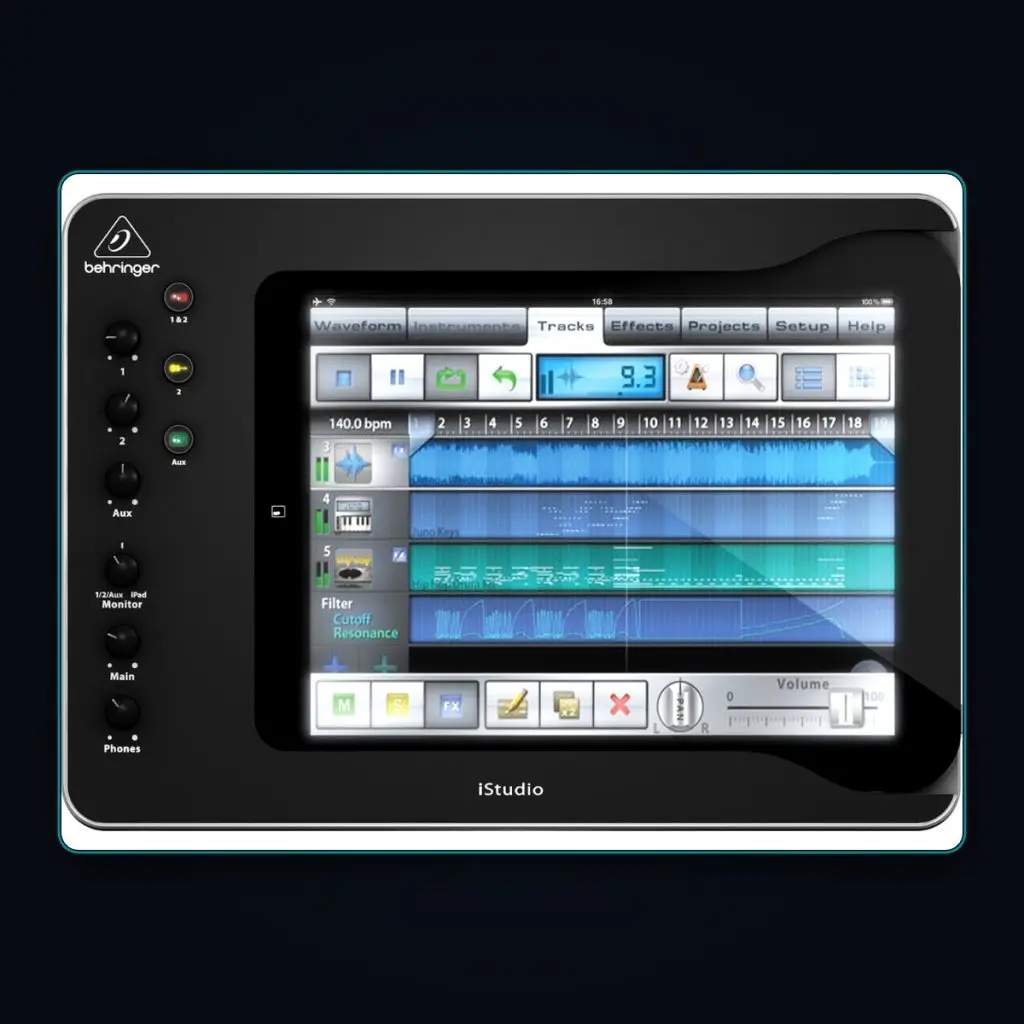 Behringer iStudio iS202 iPad mixer dock — available to hire from RFPI